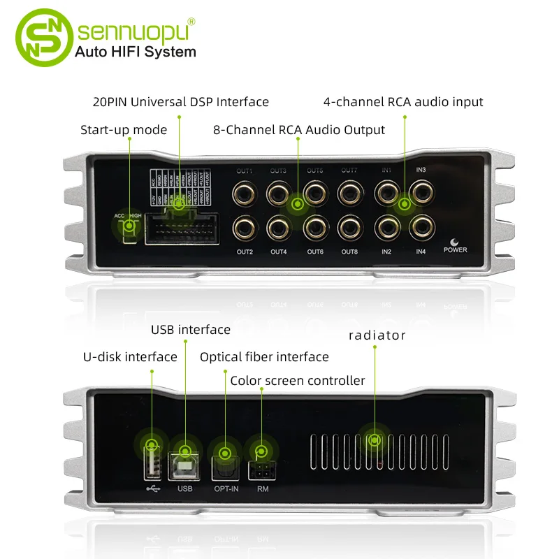 Sennuopu X10B Car Audio 4 Channel Audio Power Amplifier 8 Channel DSP Sound Processor Equalizer Vehicle Audio Sound Amp — view 4