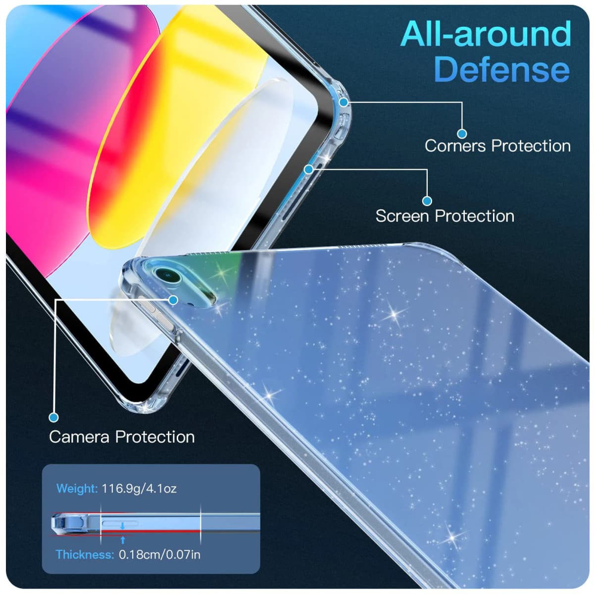 Glitter Case for iPad (A16) 11th Generation 11 Inch 2025/10th Generation 10.9 Soft Silicone Shell Shimmering Glittering Case — view 4