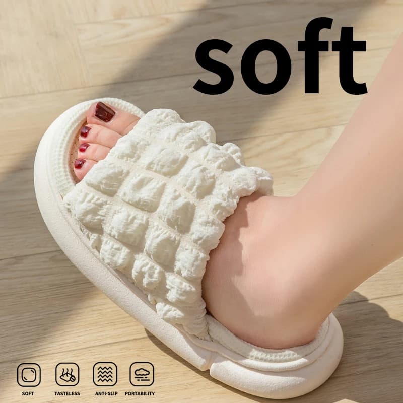 Thick-soled Linen Slippers Women Indoor Slippers Open Toe Anti-Slip Flat Slipper Couples Slides Spring Summer Autumn — view 4