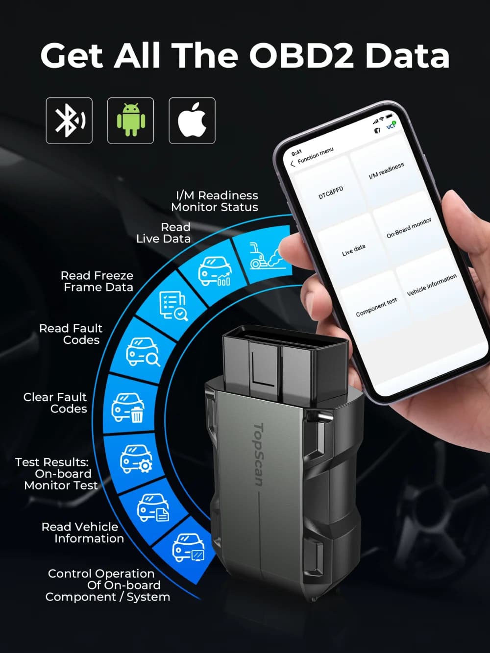 TOPDON TopScan Lite Scanner Smart Diagnostic Tool DTC Repair Guide Bluetooth OBD2 code reader Full System Active Test — view 5