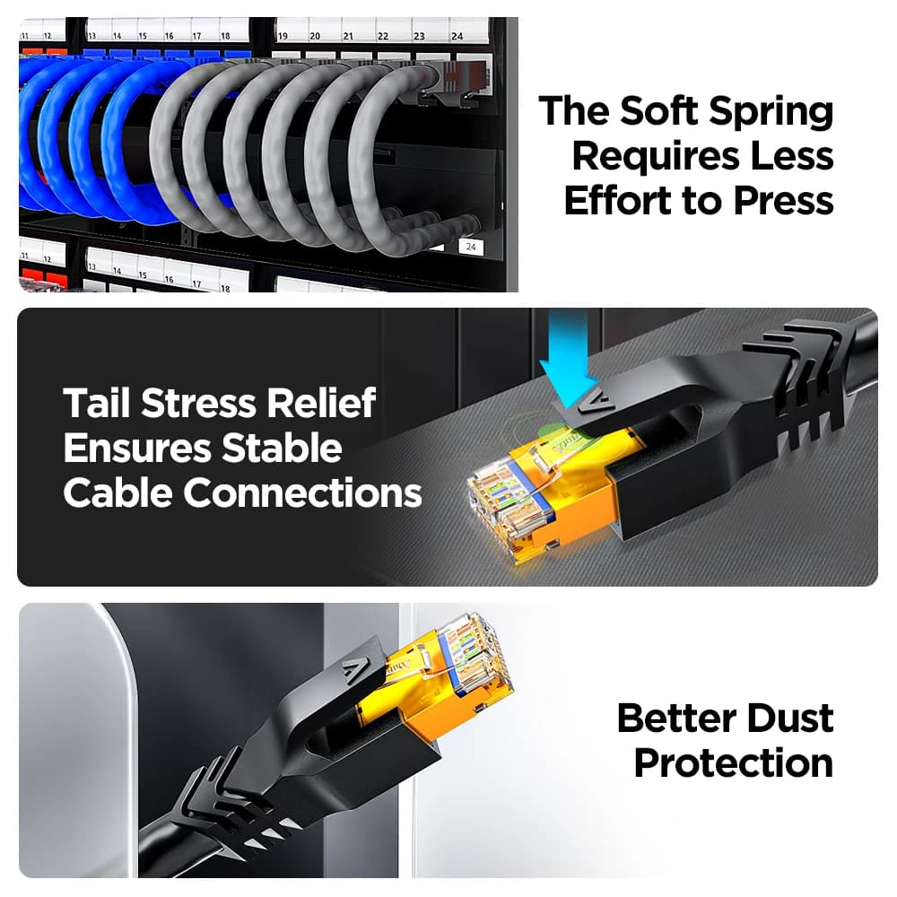 AMPCOM  Ethernet Network Cable Strain Relief Boots Cable RJ45 Connector Plug Covers 6.5/7.5/8.0mm for CAT8 CAT7 CAT6A CAT6 CAT5E — view 5