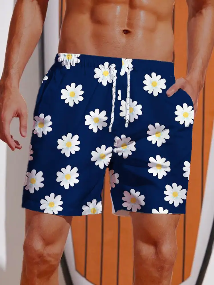 2024 Summer 3D Printed Hawaiian Vacation Style Printing Shorts Men's Board Shorts Casual Swim Trunks Drawstring Breathable Short — view 3