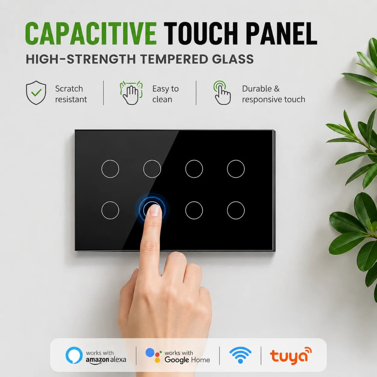 Melery 147 ZigBee Smart Light Switch TouchGlass Panel Wireless Interuptor 4/5/6 Gang Remote Control Alexa Google Home appliance — view 5