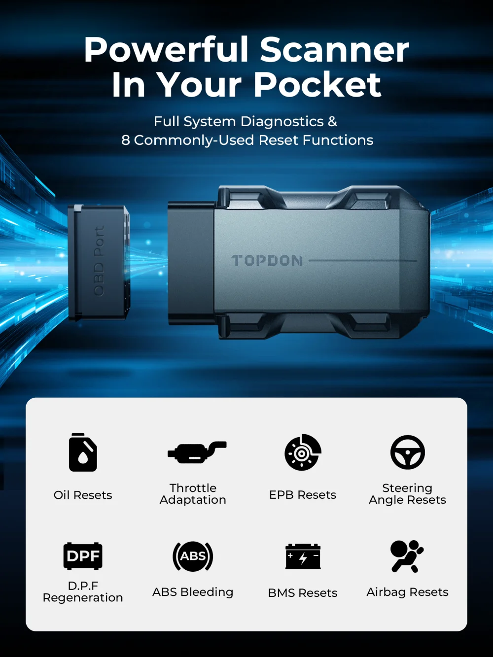 TOPDON TopScan Lite Scanner Smart Diagnostic Tool DTC Repair Guide Bluetooth OBD2 code reader Full System Active Test — view 2