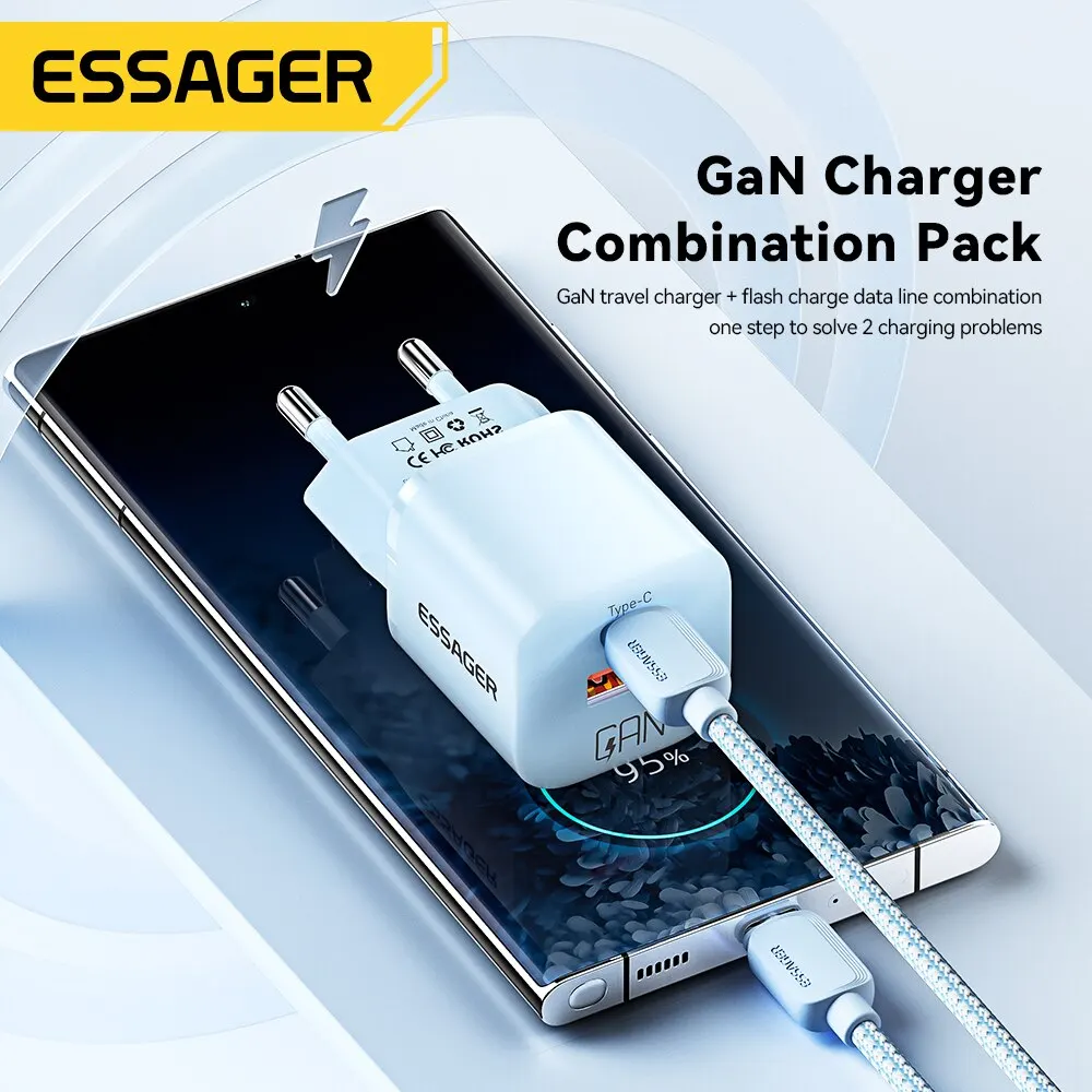 Essager 20W GaN USB Type C Charger PD Fast Charge Phone QC 3.0 Quick Chargers For iPhone 14 13 12 11 Pro Max Mini iPad Charging — view 3