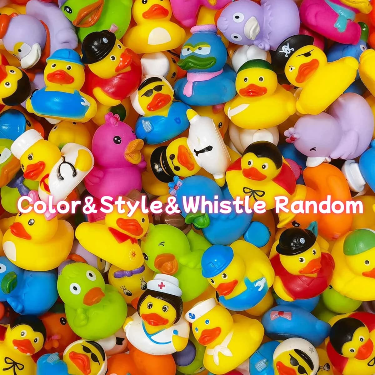 30-Pack Rubber Ducks in Bulk,Assortment Duckies for Jeep Ducking Floater Duck Bath Toys Party Favors Color&Style&Whistle Random — view 5