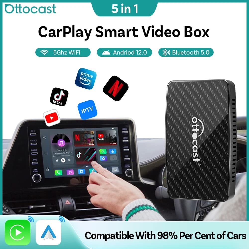 Ottocast Play2Video PRO Ai Box Carplay Android Auto Adapter 2026 New Video Box for Youtube Netflix IPTV Applicable 98% Car — view 4