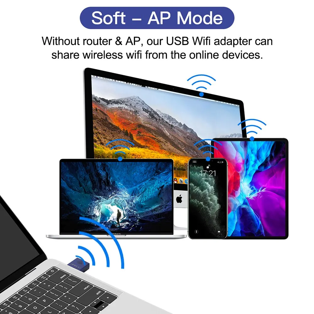 EDUP 8568 Mini WiFi Adapter 150Mbps Wireless Network Card Bluetooth4.0 USB2.0 WiFi Ethernet Stable Signal Adapter for PC Laptop — view 4