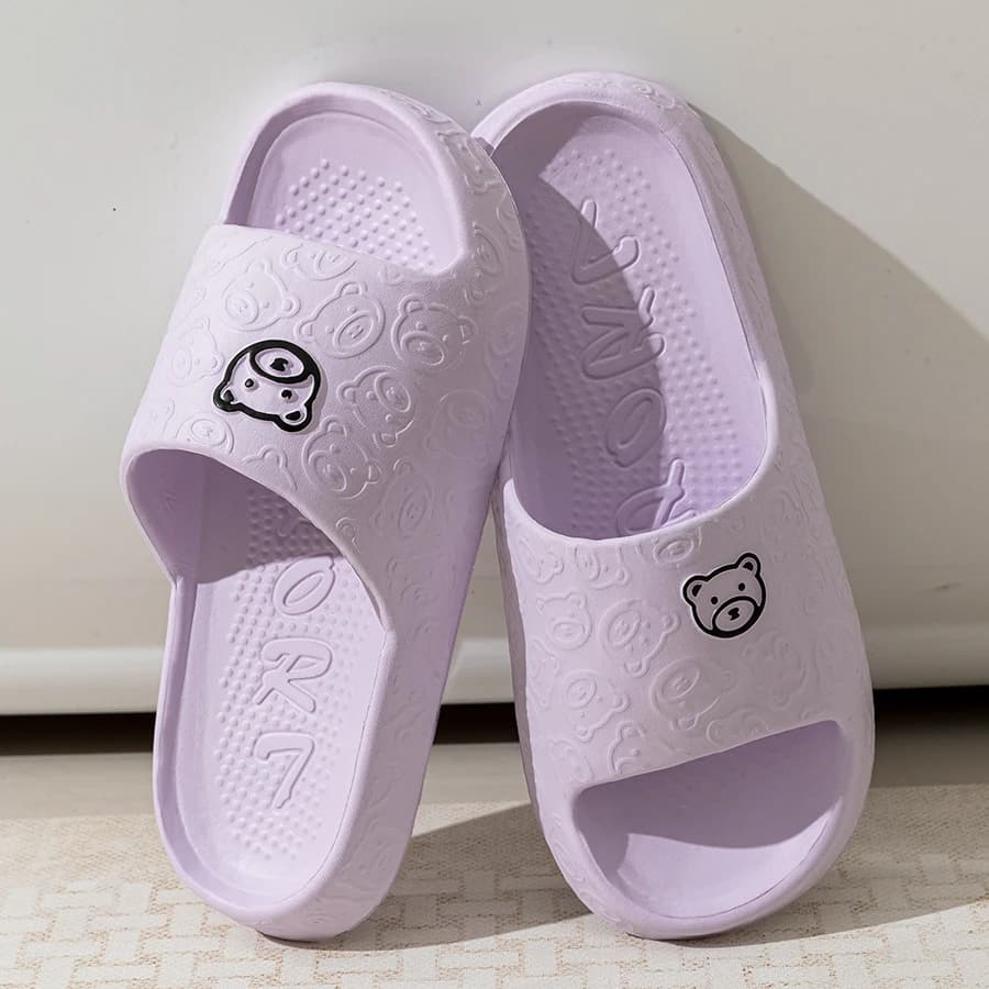 Fashion Women's Slippers Indoor Soft Sole Cartoon Bear Print Slides Bathroom EVA Indoor Men Summer Outdoor Cool Shoes Couple — view 3