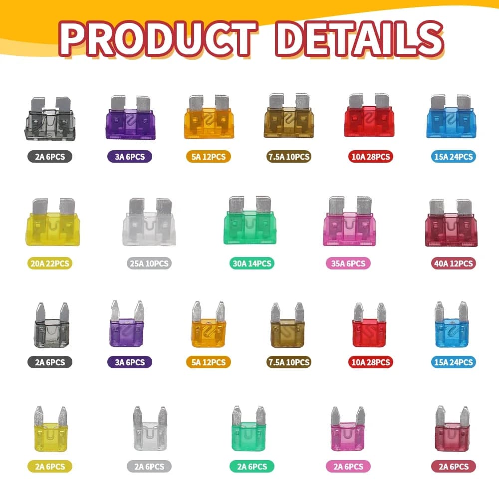 300pcs 5/7/10/15/20/25/30A Fuse Car Blade Fuse Assortment Assorted Kit Mini Small Size Blade Set Auto Truck Automotive Fuse — view 4