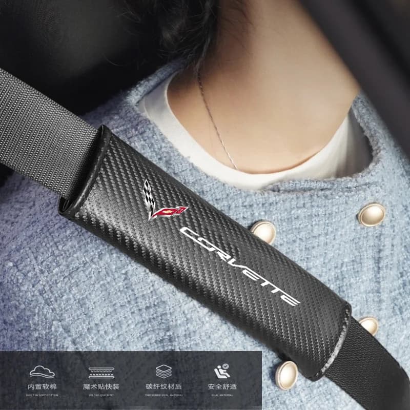 For Corvette C1 C2 C3 C4 C5 C5 C6 C7 C6-R C8 Car Seatbelt Shoulder Pad Cover Carbon Fiber Seat Belt Protector Cushion