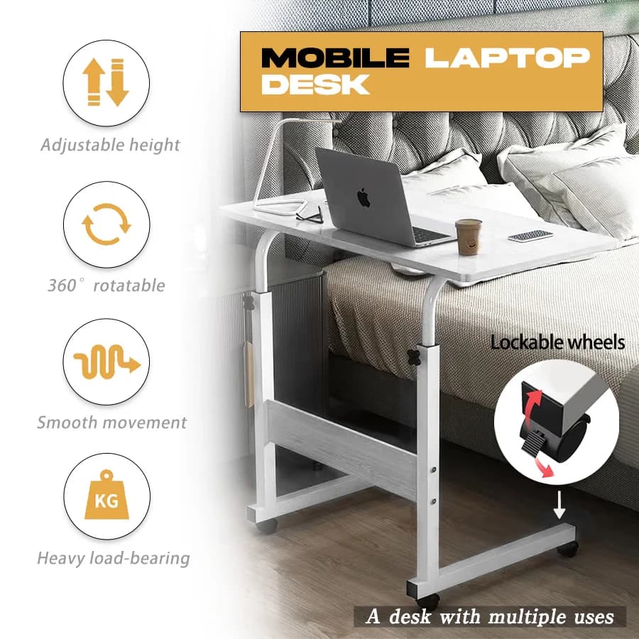 PORIYA Mobile Laptop Desk Computer Table Stand Adjustable Bed Bedside Portable Study AU — view 3