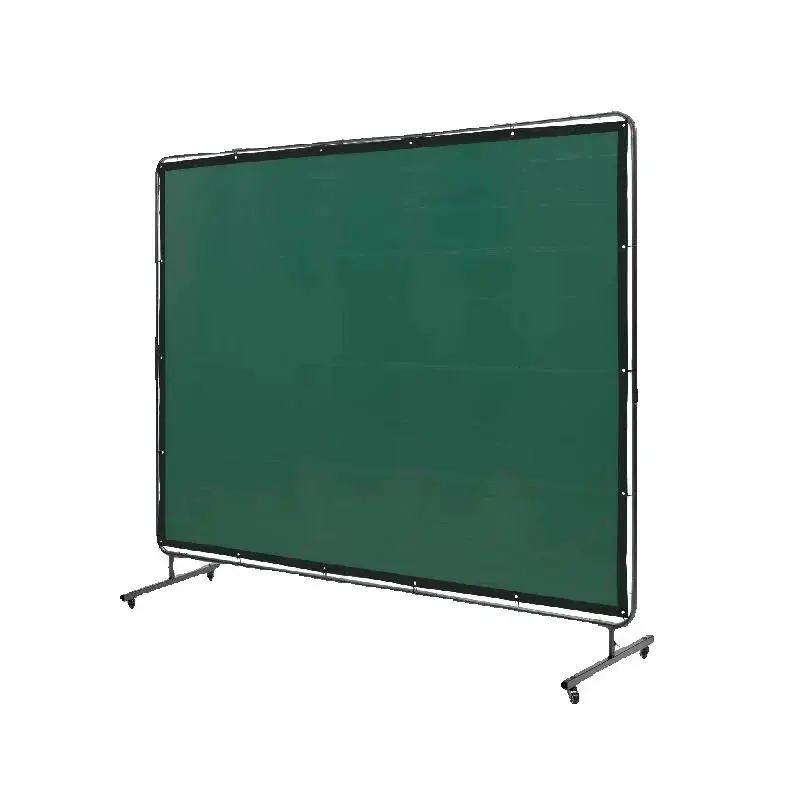 SucceBuy Welding Screen w/ Frame 6'x8' Welding Curtain Flame-Resistant Vinyl Welding Protection Screen for Workshop Industrial