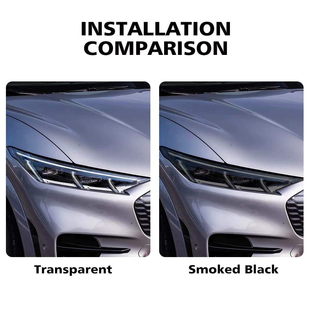 For Ford Mustang Mach-E 2021-2023 TPU PPF High-Gloss Smoke Black Pre Cut Car Headlight Protective Film Anti-Scratch Vinyl Film — view 3