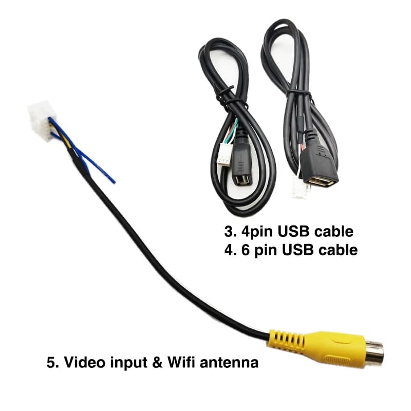 Universal 16 Pin Wiring Harness, USB Adapter, GPS Antenna, Video Audio RCA, Camera Input Cable, for Car Android System Head Unit — view 4