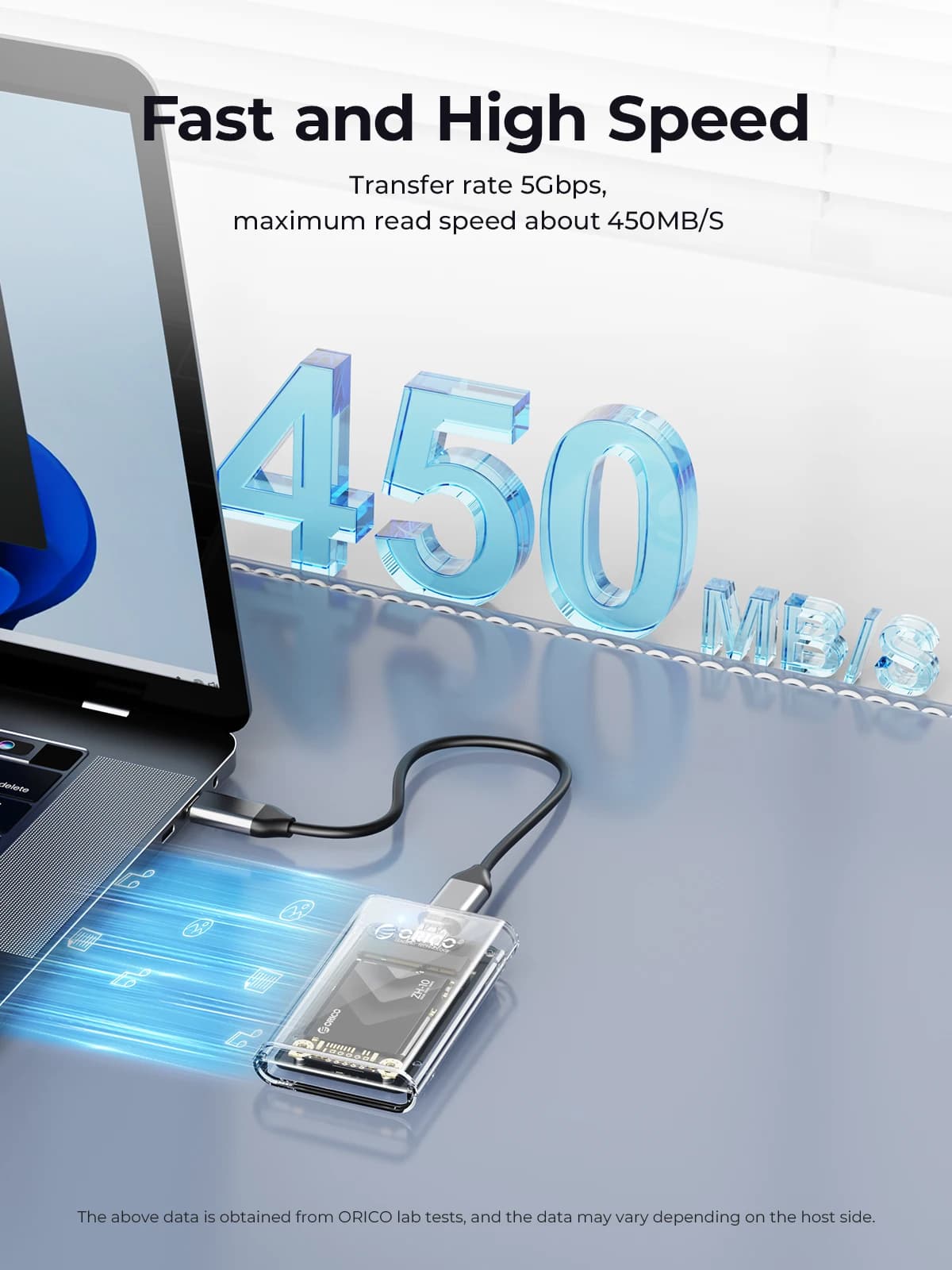 ORICO-Transparent External Adapter Mini mSATA SSD Enclosure Case to USB 3.2 Gen1 5Gbps for Samsung NGFF SSD Samsung — view 4