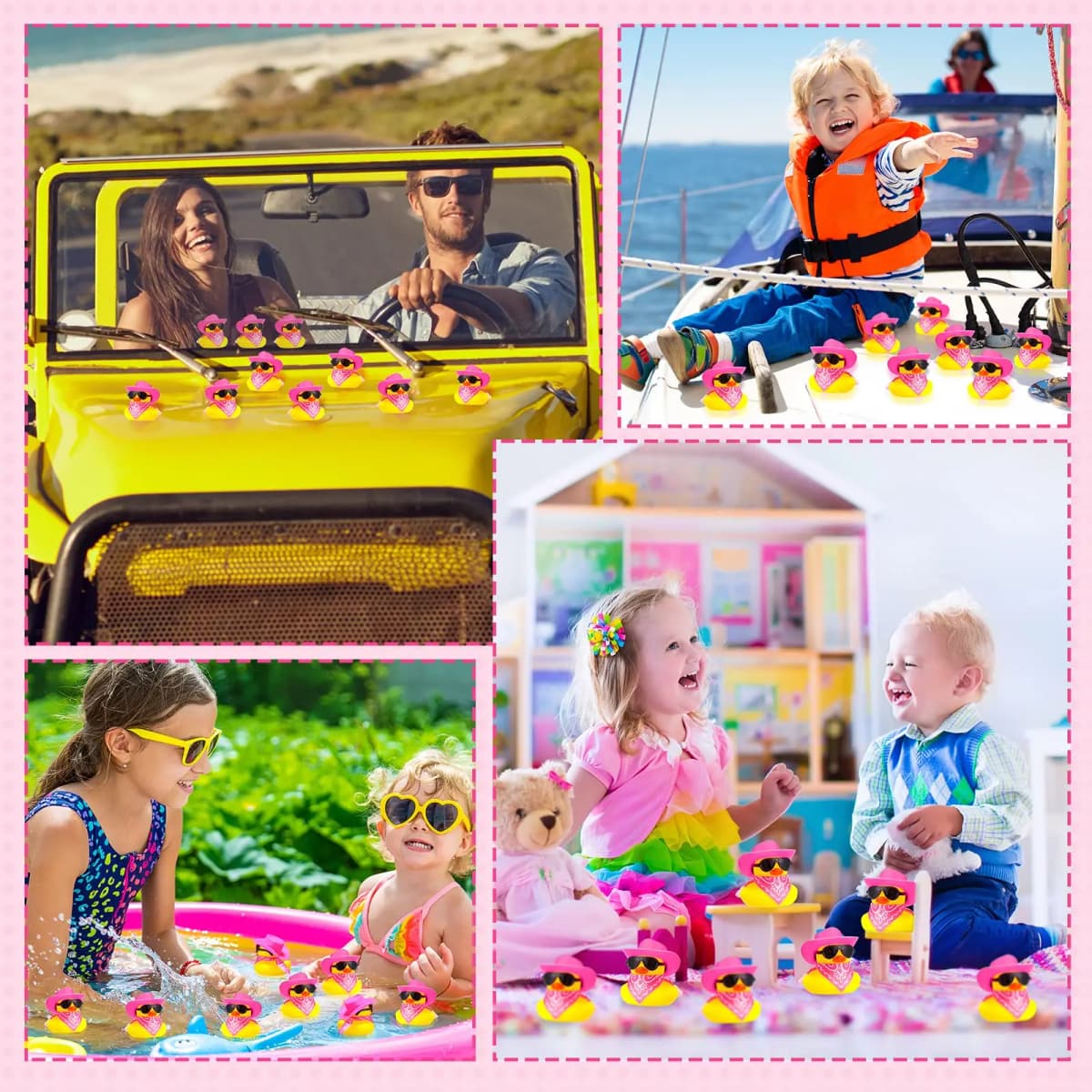 12 Set Cowboy Rubber Duck Bulk Mini Car Yellow Duckies Toys Party Favor Car Ornaments for Summer Birthday Swimming Supplies — view 4