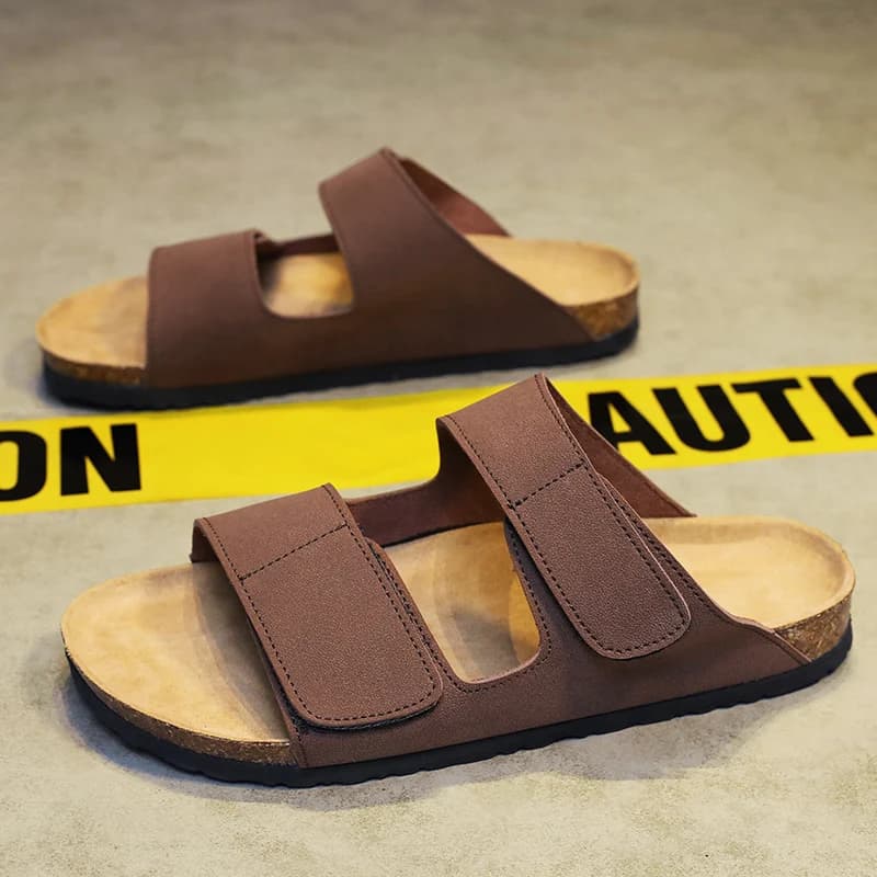 Men's Cork Casual Slippers Summer Outdoor Anti slip Beach Shoes Fashion Youth Breathable Comfortable Versatile Trendy Sandals