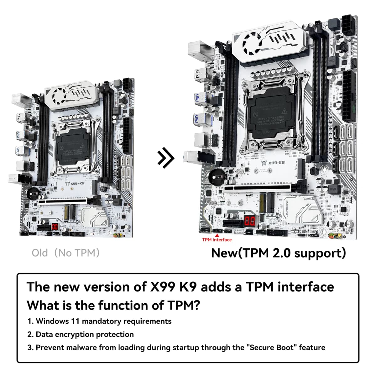 MACHINIST X99 K9 Motherboard C612 Chip Supports TPM 2.0 LGA 2011-3 CPU Four Channel DDR4 RAM PCIE3.0 USB3.0 for Desktop Host — view 5