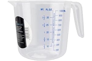 Chef Aid 1 Litre Plastic Measuring Jug, BPA-Free, Transparent Liquid Measuring Cup with Easy-Read Markings, Ideal for Cooking, Baking, and Food Preparation