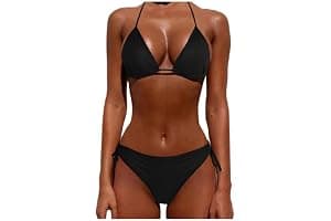 Conjunto de bikini sexy para mujer, traje de baño de dos piezas, talle bajo, lazo lateral, tanga, traje de baño de playa