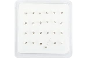 Pack Of 24 solid 925 sterling silver clear jewel cubic zirconia nose studs comes boxed