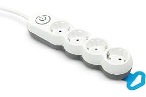 Garza Power - Regleta de 4 enchufes, con Interruptor, Enchufe Plano, Ladrón múltiple 1.4 Metros, Protección Infantil, Color Blanco, Gama Design