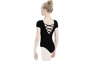 tanzdunsje Maillot de ballet Maillot de baile para niñas mujeres Leotardos de gimnasia de algodón de manga corta talla 100-170