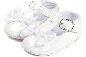LACOFIA Baby Girls Anti-Slip First Walking Shoes Infant Bowknot Mary Jane Princess Party Shoes Prewalkers