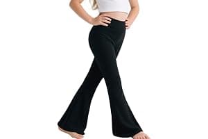 Sahunfri Girls Flared Leggings High Waisted Tummy Control Yoga Pants for Kids, Breathable Stretchy School Trousers Suitable for Dance
