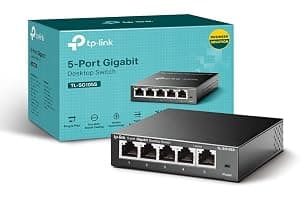 TP-Link TL-SG105S 5 Port Gigabit Ethernet Network Switch, Ethernet Splitter 1 to 4, Network 4 Way Ethernet Hub, Desktop & Wall-Mounting, Sturdy Metal Case, Fanless, Plug & Play, Energy-Saving