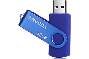 ENUODA Memory Stick 32GB USB 2.0 Flash Drives Swivel Design Pen Drive Fold Storage Thumb Drive with LED Light(Blue)