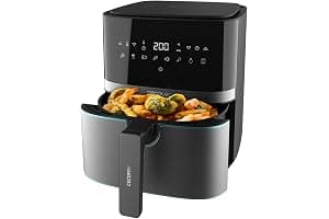 Cecotec Freidora sin Aceite de 5,5 L de Aire Caliente Cecofry Full InoxBlack 5500 Pro. 1700 W, Dietética y Digital, Panel Táctil, Acabados en Acero Inox, Tecnología PerfectCook, Termostato, 8 Modos