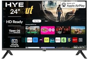 HYE TV - Smart TV, 24" Screen Size, HD Ready Resolution, Apple AirPlay, Samsung Tizen OS & Gaming Hub, Versatile Connectivity