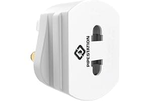 Pipestation Toothbrush and Shaver Adapter Plug UK | European to UK Toothbrush Adapter | European to United Kingdom Adaptor | Tooth-Brush Charger United Kingdom | 2-Pin to 3-Pin Shaver Plug Adaptor