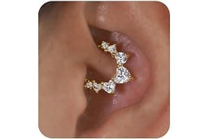 MIYUEFAN Piercing para la nariz para mujer, acero inoxidable, oro y plata, piercing para la nariz, hélix, septum, tragus, conch, piercing labial, nariz, anillos, circonitas, 8 mm/10 mm