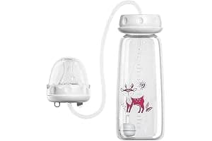 Hands Free Babys Bottle, 240ML Leakproof Self Feeding Babys Bottle, Adjustable Self Feeding Bottles with Nipple Straw, Anti Colic Pacifier Bottles Feeder Hands Free, for Girls & Boys