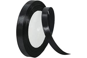 10mm Black Ribbon for Gift Wrapping,22m Fabric Thick Satin Ribbon Black Bow for Gift Wrapping,Ribbons for Balloons,Crafting,Hair,Bouquets,Wedding, Car,Presents,Cake,Christmas Party Decorations