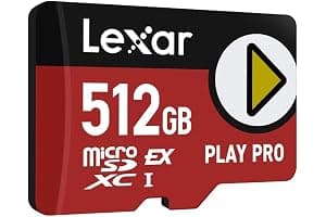 Lexar PLAY PRO MicroSDXC Express Card 512GB, up to 900MB/s Read, 600MB/s Write, Gaming-Optimized, A2, 4K, High-Speed Micro SD Memory Card for Handheld Consoles, Switch, Portable Gaming Device