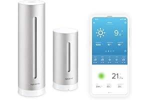 Netatmo Estación Meteorológica Inalámbrica Interior Exterior con Wifi, Compatible con Alexa y Apple HomeKit, NWS01-EC, Plateado, 105x45x45 cm