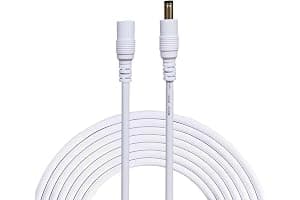 Liwinting 10m Cable de Extensión 2.1mm x 5.5mm Plug DC Macho a Hembra Conector para Adaptador de Corriente, LED, Cámara CCTV Potencia, Coche, Monitores y Más, Flexible - Blanco