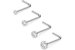 PunkTracker 20G 1.5mm 2mm 2.5mm 3mm 3.5mm 4mm Nose Rings, 4-12Pcs Clear Diamond CZ Nose Studs Nose Piercings Jewellery