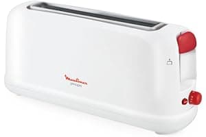 Moulinex Principio LS160111 - Tostadora de una ranura larga de 25 cm, bandeja recoge-migas con 7 niveles de tueste, modo de descongelación y botón apagado, para gran variedad de pan, Color Blanca
