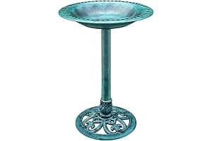 VIVOHOME Baño para Pájaros de Jardín al Aire Libre Ligero de Poliresina 71cm de Altura Verde