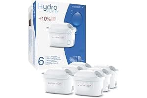 Filtros de agua Hydro Pure+ filtrantes compatibles con jarras Brita Maxtra/Maxtra+/PerfectFit/Amazon Basics que reducen la cal y el cloro NO REQUIERE ADAPTADOR (Paquete de 6)