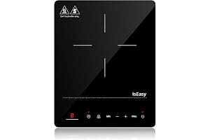 IsEasy Single Induction Cooker 2100W Portable Induction Hob with Slim Black Crystal Panel Body, 9 Power Levels, Max & Min Function, 8-hours Timer, Safety Lock