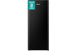 Hisense RR220D4BBE 52cm Freestanding Retro Fridge - 165-litre capacity with 4 star Ice box - Auto Defrost - Wine Rack - Black- E Rated, H128 x W51.9 x D51.3