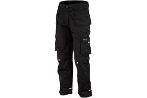 WrightFits Men Pro-11 Work Trousers Black - Heavy Duty Safety Combat Cargo Pant - Multi Pockets & Knee Pad Pockets - Triple Stitched -Durable Work wear (28W-48W)