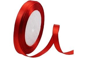 Red Satin Ribbon 10mm, 23 Meters Red Fabric Ribbons Double Sided Silk Ribbons for Gift Wrapping, Crafting, Hair Bows, Balloons, Sewing, Wreaths, Cakes, Wedding Party and Christmas Decoration