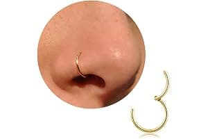 20G 18G 16G Titanium Nose Ring Hoop, Cartilage Hoop Earrings for Women Men Silver Gold Nose Ring Septum Ring Tragus Conch Helix Daith Lip Piercing Jewelry 6mm/7mm/8mm/9mm/10mm
